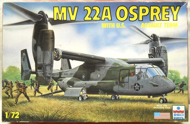 ESCI 1/72 MV-22A Osprey With US Assault Team - (50 Soldiers) - US Air Force / Navy / Marines / Army, 9087 plastic model kit